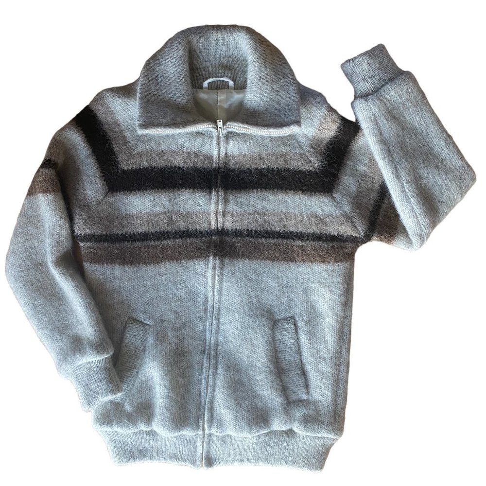 Vintage Runox Denmark 100% Pure Wool Lined Zip Cardigan Jacket Fisherman Cabin-M